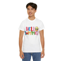 Tee shirt Unisex Hello summer idée cadeau design été Homme/Femme