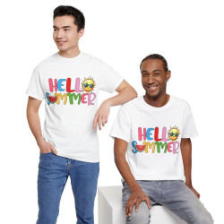 Tee shirt Unisex Hello summer idée cadeau design été Homme/Femme