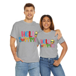 Tee shirt Unisex Hello summer idée cadeau design été Homme/Femme