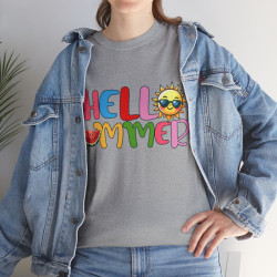 Tee shirt Unisex Hello summer idée cadeau design été Homme/Femme