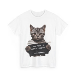 Tee unisex Chat J'ai pris le papier toilette Idée cadeau humour drôle amusant fun  homme femme