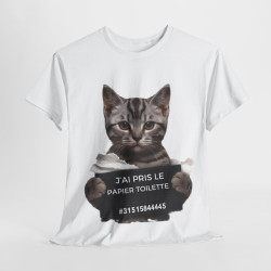 Tee unisex Chat J'ai pris le papier toilette Idée cadeau humour drôle amusant fun  homme femme
