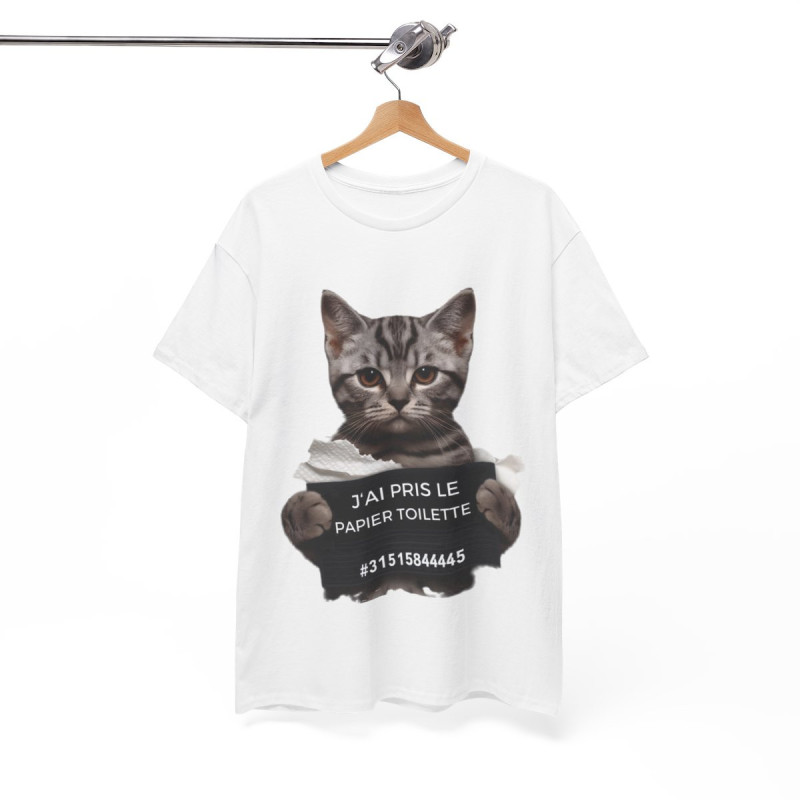 Tee unisex Chat J'ai pris le papier toilette Idée cadeau humour drôle amusant fun  homme femme