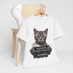 Tee unisex Chat J'ai pris le papier toilette Idée cadeau humour drôle amusant fun  homme femme