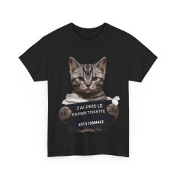 Tee unisex Chat J'ai pris le papier toilette Idée cadeau humour drôle amusant fun  homme femme