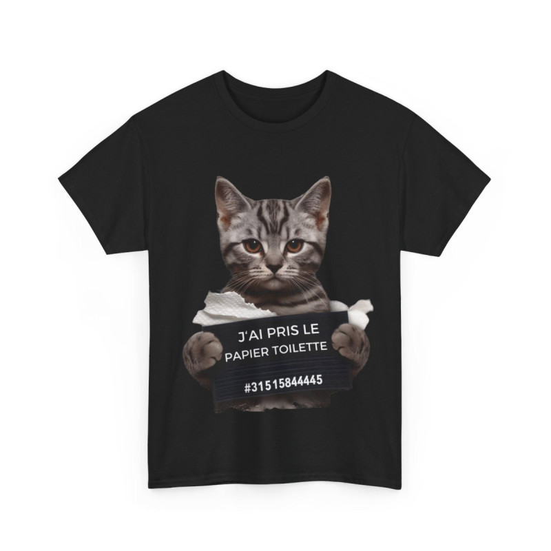 Tee unisex Chat J'ai pris le papier toilette Idée cadeau humour drôle amusant fun  homme femme