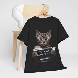 Tee unisex Chat J'ai pris le papier toilette Idée cadeau humour drôle amusant fun  homme femme
