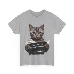 Tee unisex Chat J'ai pris le papier toilette Idée cadeau humour drôle amusant fun  homme femme