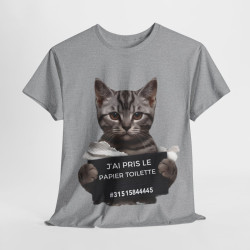 Tee unisex Chat J'ai pris le papier toilette Idée cadeau humour drôle amusant fun  homme femme