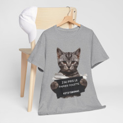 Tee unisex Chat J'ai pris le papier toilette Idée cadeau humour drôle amusant fun  homme femme