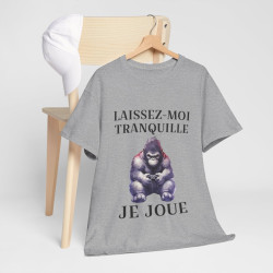 Tee shirt Unisex Laissez-moi tranquille je joue idée cadeau humour gaming animaux homme femme