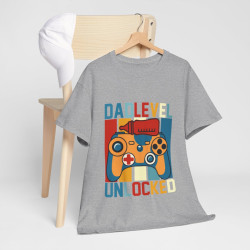 Tee shirt homme Papa dad level unlocked idée cadeau pour nouveau papa