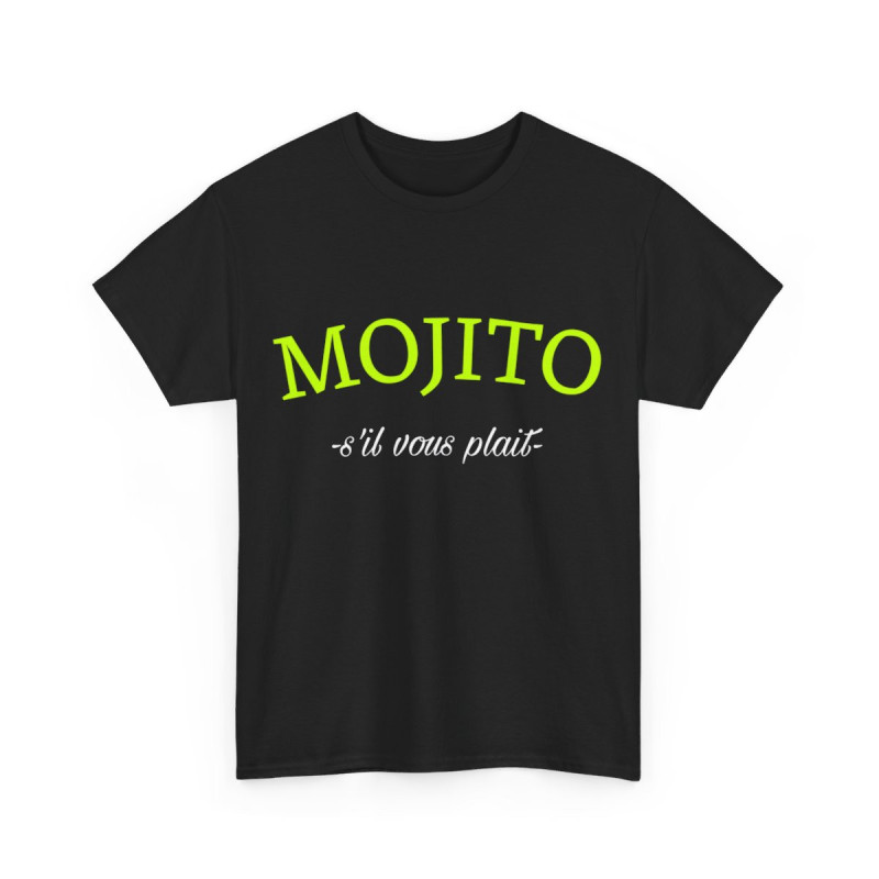 Tee shirt Noir Unisex Mojito s'il vous plait idée cadeau amusant drôle humour Homme/Femme