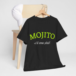 Tee shirt Noir Unisex Mojito s'il vous plait idée cadeau amusant drôle humour Homme/Femme