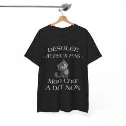 Tee shirt Noir Unisex Mon chat a dit non idée cadeau humour drôle amusant Homme/Femme
