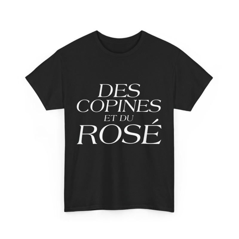 Tee shirt Noir Femme Des copines et du rosé idée cadeau humour drôle amusant