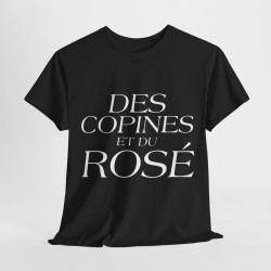 Tee shirt Noir Femme Des copines et du rosé idée cadeau humour drôle amusant