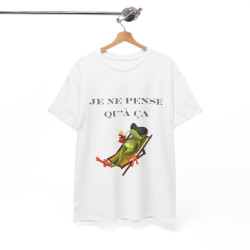 Tee shirt Unisex Je ne pense qu'à ça grenouille idée cadeau humour drôle amusant Homme/Femme