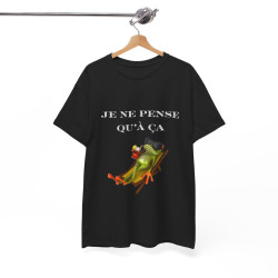 Tee shirt Noir  Unisex Je ne pense qu'à ça grenouille idée cadeau humour drôle amusant Homme/Femme