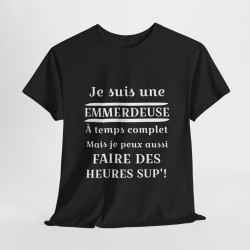 Tee shirt Noir  Femme Je suis une emmerdeuse Idée cadeau humour drôle amusant