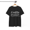 Tee shirt Noir Unisex J'enfile un sourire et j'arrive, idée cadeau humour drôle amusant Homme/Femme