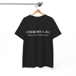 Tee shirt Noir Unisex Cherche CDI idée cadeau humour drôle amusant Homme/Femme