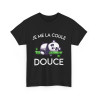 Tee shirt Noir Unisex Je me la coule douce panda idée cadeau humour drôle amusant Homme/Femme
