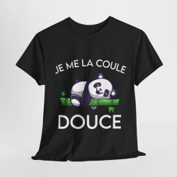 Tee shirt Noir Unisex Je me la coule douce panda idée cadeau humour drôle amusant Homme/Femme