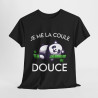 Tee shirt Noir Unisex Je me la coule douce panda idée cadeau humour drôle amusant Homme/Femme