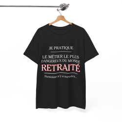 Tee shirt  Noir Unisex Métier retraité idée cadeau humour drôle amusant Homme/Femme