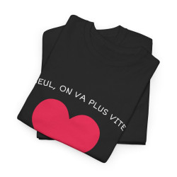 Tee shirt Noir Unisex Coeur ensemble on va plus loin idée cadeau amour love Homme/Femme