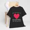 Tee shirt Noir Unisex Coeur ensemble on va plus loin idée cadeau amour love Homme/Femme