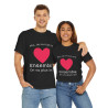 Tee shirt Noir Unisex Coeur ensemble on va plus loin idée cadeau amour love Homme/Femme