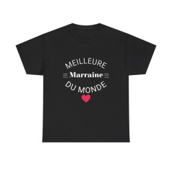 Tee shirt Noir Femme Meilleur marraine du monde idée cadeau amour love coeur