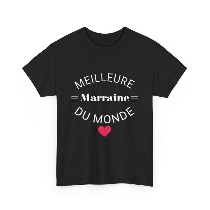 Tee shirt Noir Femme Meilleur marraine du monde idée cadeau amour love coeur