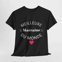 Tee shirt Noir Femme Meilleur marraine du monde idée cadeau amour love coeur