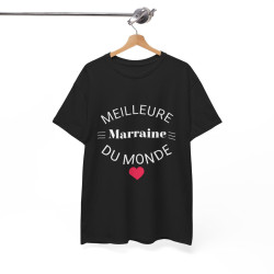 Tee shirt Noir Femme Meilleur marraine du monde idée cadeau amour love coeur