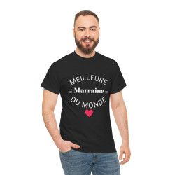 Tee shirt Noir Femme Meilleur marraine du monde idée cadeau amour love coeur