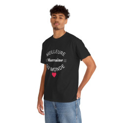 Tee shirt Noir Femme Meilleur marraine du monde idée cadeau amour love coeur