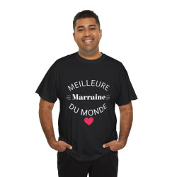 Tee shirt Noir Femme Meilleur marraine du monde idée cadeau amour love coeur