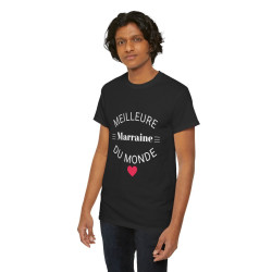 Tee shirt Noir Femme Meilleur marraine du monde idée cadeau amour love coeur