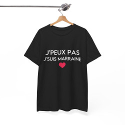 Tee shirt Noir  Femme J'peux pas jsuis marraine idée cadeau humour amour love coeur