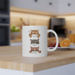 Mug Chat Calme curieux prudent idée cadeau amusant drôle humour tasse