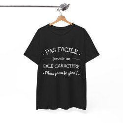 Tee shirt Noir pour homme et femme Sale caractère mais ça va je gère idée cadeau amusant drôle humour