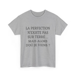 Tee shirt Unisex La perfection n'existe pas sur terre idée cadeau humour drôle amusant Homme/Femme