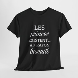 Tee shirt noir  Femme les princes existent au rayon biscuit idée cadeau humour drôle amusant