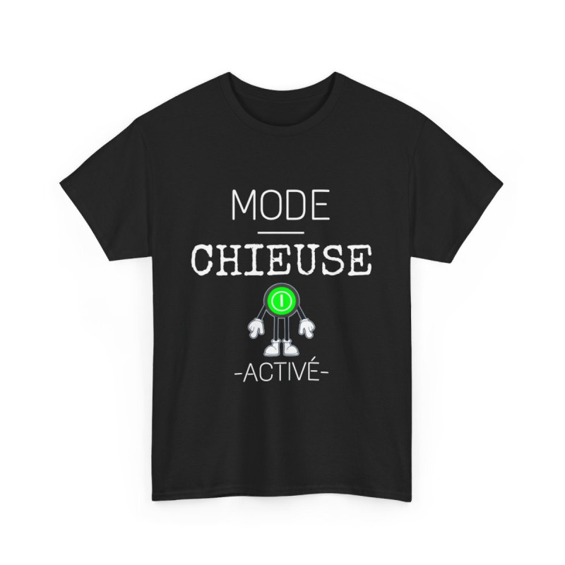 Tee shirt Noir  Femme Mode Chieuse activé idée cadeau humour drôle amusant