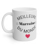 Mug Amour Coeur Meilleure marraine du monde idée cadeau pour femme