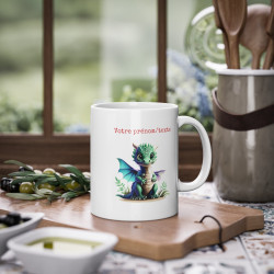Mug Personnalisable personnalisé dragon avec son prénom ou texte pour enfant et adulte