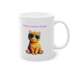 Mug Personnalisable personnalisé Chat roux  avec son prénom ou texte pour enfant et adulte